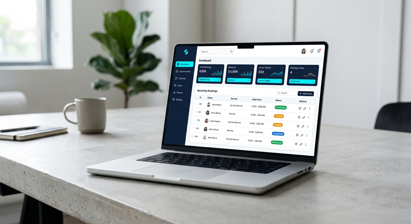 Business web application dashboard on a laptop