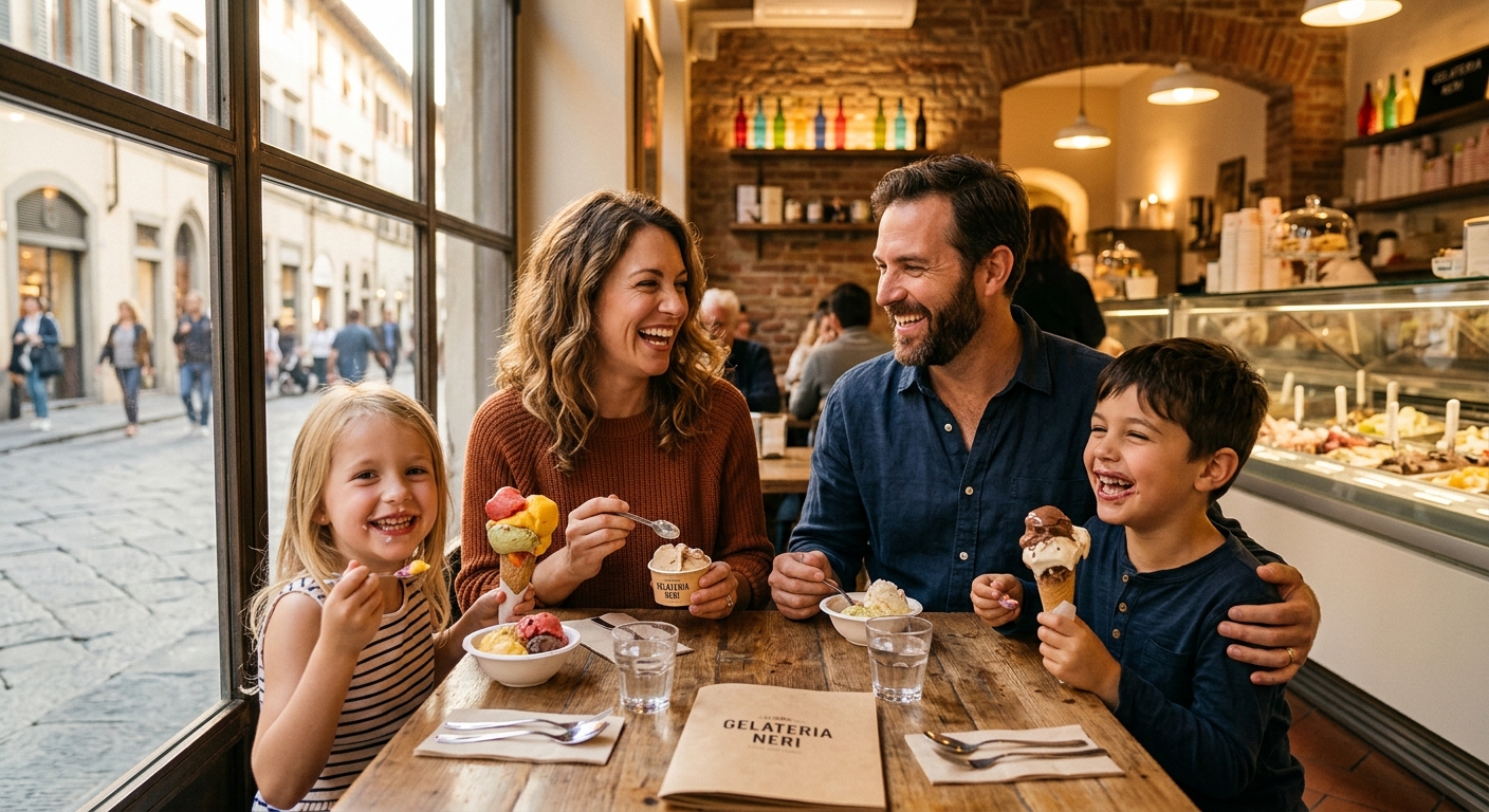 Happy family at O'Gelato