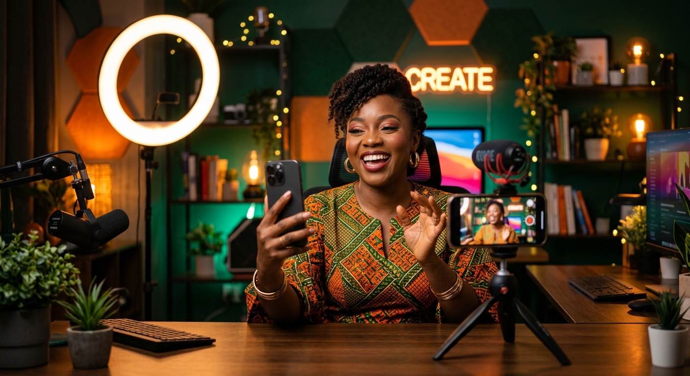 Nigerian content creator filming