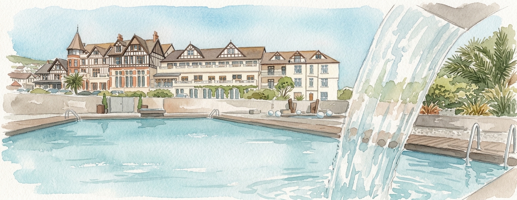 Woolacombe Bay Hotel — watercolour illustration