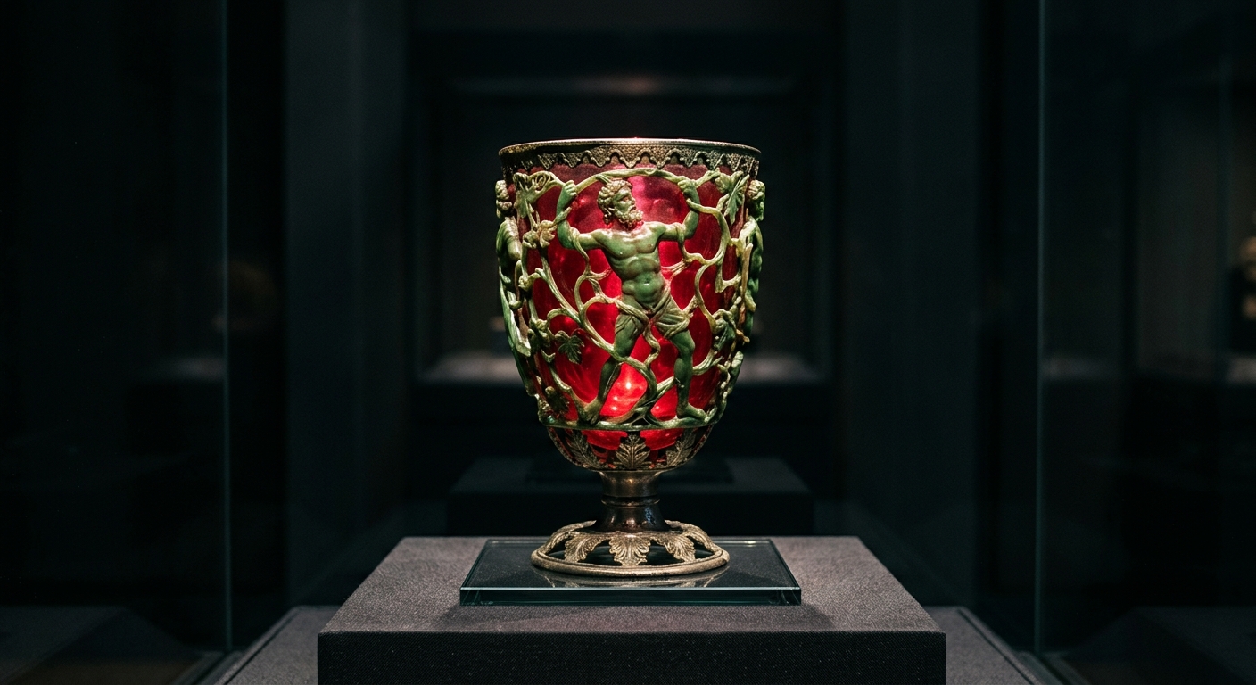 Illustration: A Roman cup changes colour because it contains metallic nanoparticles