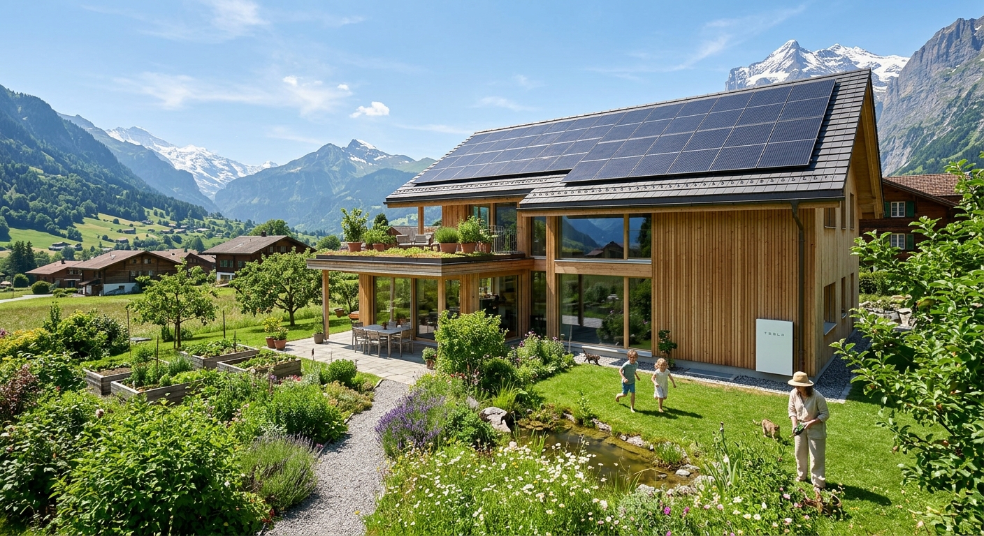 Solaranlage auf Schweizer Einfamilienhaus