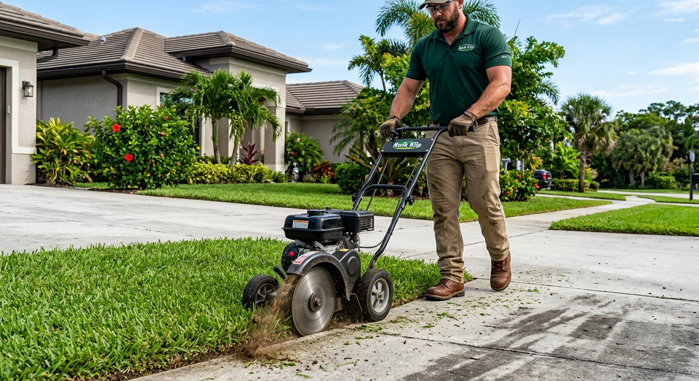 Professional lawn edging with wheeled blade edger