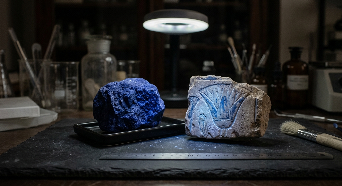 Illustration: Egyptian blue glows in light human eyes cannot see